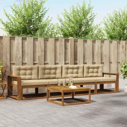 Ensemble de canapés d'extérieur 5 pcs Naturel et Beige 525194525194