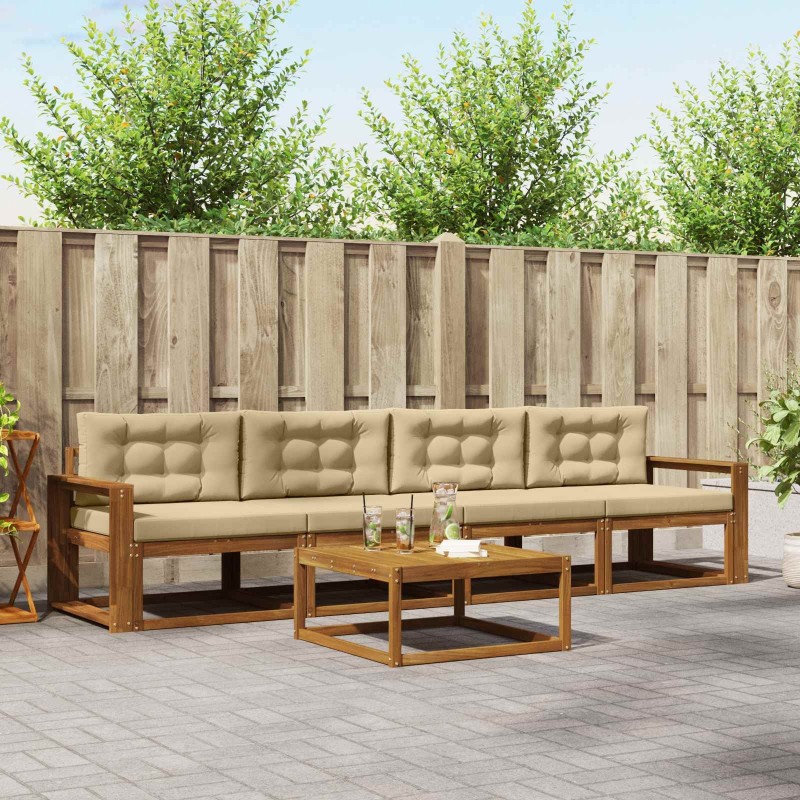 Ensemble de canapés d'extérieur 5 pcs Naturel et Beige 525194525194