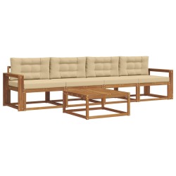 Ensemble de canapés d'extérieur 5 pcs Naturel et Beige 525194525194