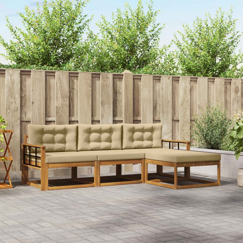 Ensemble de canapés d'extérieur 4 pcs Naturel et Beige 525200525200