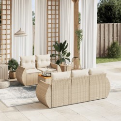 Salon de jardin avec coussins 6 pcs beige résine tressée 525211525211