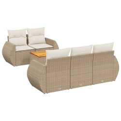 Salon de jardin avec coussins 6 pcs beige résine tressée 525211525211
