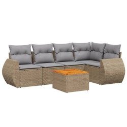 Salon de jardin avec coussins 6 pcs beige résine tressée 525212525212