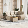 Salon de jardin avec coussins 5 pcs beige résine tressée 525214525214