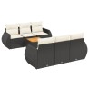 Salon de jardin 7 pcs avec coussins noir résine tressée 525218525218