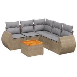 Salon de jardin avec coussins 6 pcs beige résine tressée 525222525222