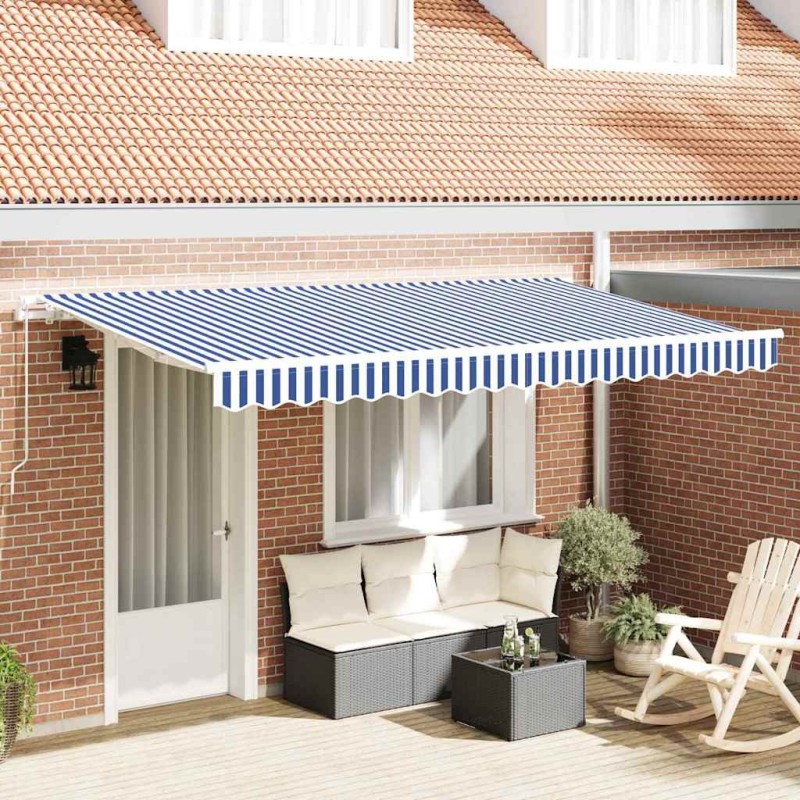 Auvent Rétractable Bleu 350 x 200 cm tissu 525230525230