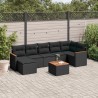 Salon de jardin 8 pcs avec coussins noir résine tressée 525248525248