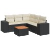 Salon de jardin 6 pcs avec coussins noir résine tressée 525252525252