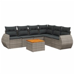 Salon de jardin avec coussins 7 pcs gris résine tressée 525261525261