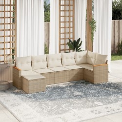 Salon de jardin avec coussins 7 pcs beige résine tressée 525262525262