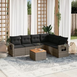 Salon de jardin avec coussins 7 pcs gris résine tressée 525265525265