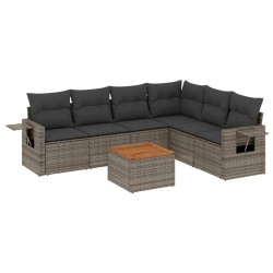 Salon de jardin avec coussins 7 pcs gris résine tressée 525265525265