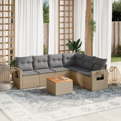 Salon de jardin avec coussins 7 pcs beige résine tressée 525266525266