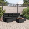 Salon de jardin 7 pcs avec coussins noir résine tressée 525270525270