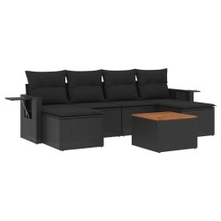 Salon de jardin 7 pcs avec coussins noir résine tressée 525270525270