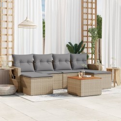 Salon de jardin avec coussins 7 pcs beige résine tressée 525271525271