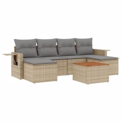 Salon de jardin avec coussins 7 pcs beige résine tressée 525271525271