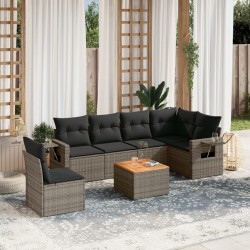 Salon de jardin avec coussins 7 pcs gris résine tressée 525274525274