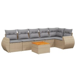 Salon de jardin avec coussins 7 pcs beige résine tressée 525280525280