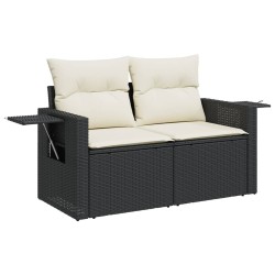 Salon de jardin 8 pcs avec coussins noir résine tressée 525281525281