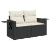 Salon de jardin 8 pcs avec coussins noir résine tressée 525281525281