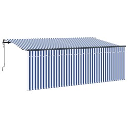 Auvent Rétractable Bleu et Blanc 350 x 200 cm 525286525286