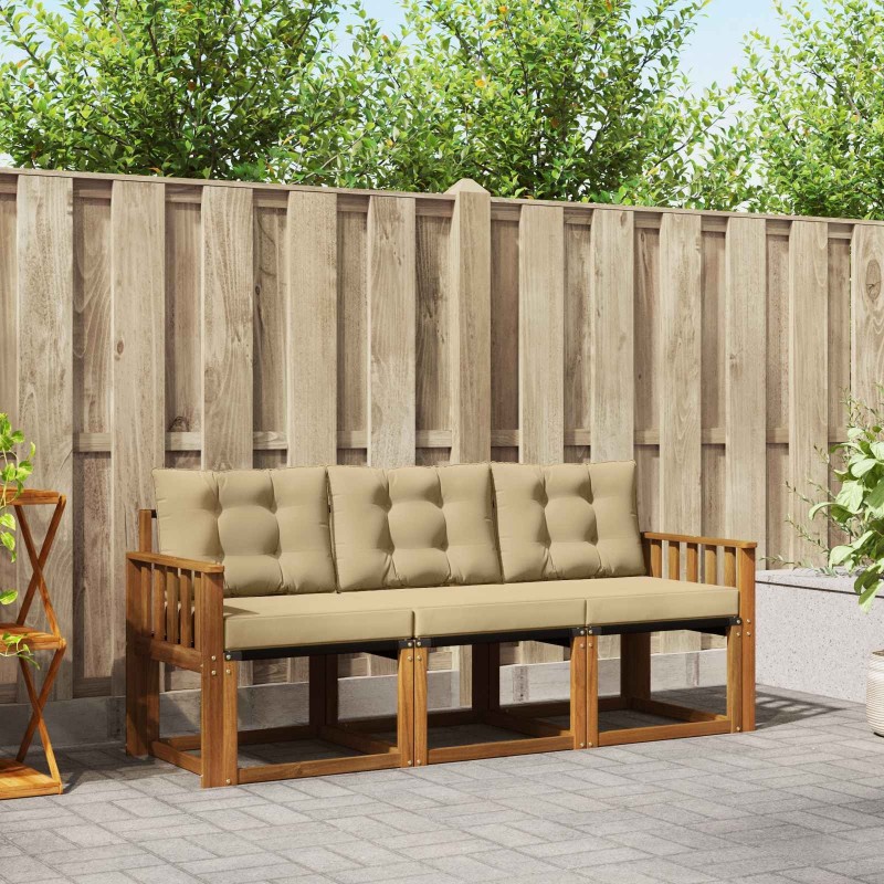 Ensemble de canapés d'extérieur 3 pcs Naturel et Beige 525358525358