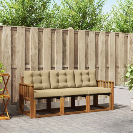 Ensemble de canapés d'extérieur 3 pcs Naturel et Beige 525358525358
