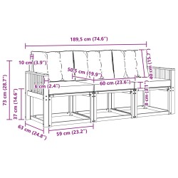 Ensemble de canapés d'extérieur 3 pcs Naturel et Beige 525358525358