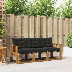 Ensemble de canapés d'extérieur 3 pcs Naturel et Noir 525359525359