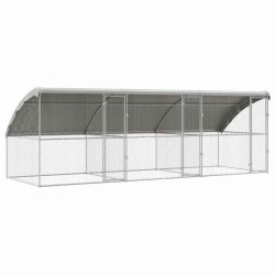 Kennel pour Chiens 3 pcs Argenté 6 x 2 x 2 m Acier galvanisé 525360525360