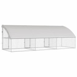 Kennel pour Chiens 3 pcs Argenté 6 x 2 x 2 m Acier galvanisé 525360525360