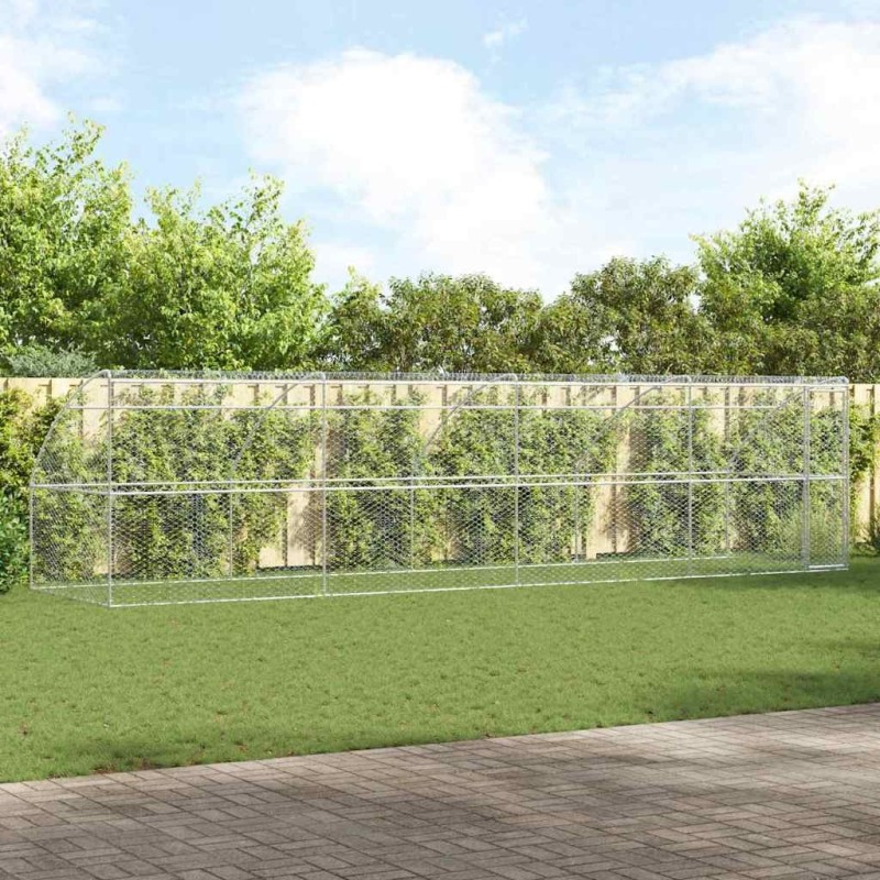 Kennel pour Chiens 4 pcs Argenté 8 x 2 x 2 m Acier galvanisé 525365525365