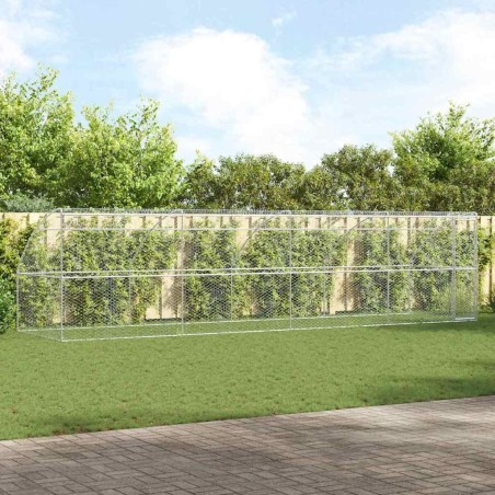 Kennel pour Chiens 4 pcs Argenté 8 x 2 x 2 m Acier galvanisé 525365525365