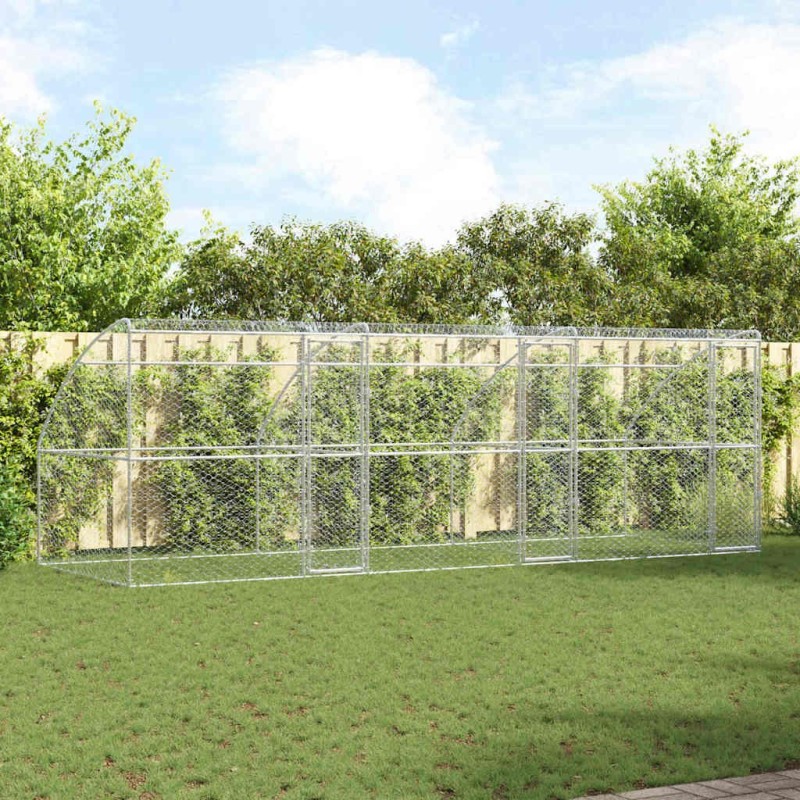 Kennel pour Chiens 3 pcs Argenté 6 x 2 x 2 m Acier galvanisé 525368525368