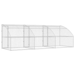 Kennel pour Chiens 3 pcs Argenté 6 x 2 x 2 m Acier galvanisé 525368525368
