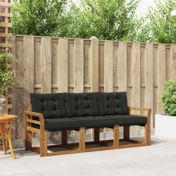 Ensemble de canapés d'extérieur 3 pcs Naturel et Noir 525370525370