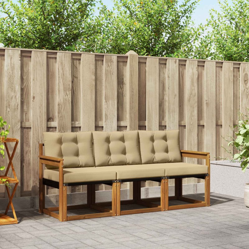Ensemble de canapés d'extérieur 3 pcs Naturel et Beige 525373525373