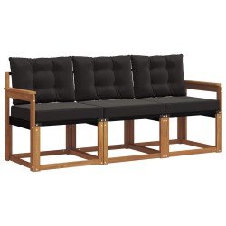 Ensemble de canapés d'extérieur 3 pcs Naturel et Noir 525375525375