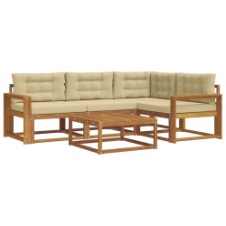 Ensemble de canapés d'extérieur 5 pcs Naturel et Beige 525384525384