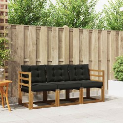 Ensemble de canapés d'extérieur 3 pcs Naturel et Noir 525386525386