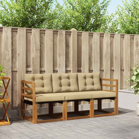 Ensemble de canapés d'extérieur 3 pcs Naturel et Beige 525389525389