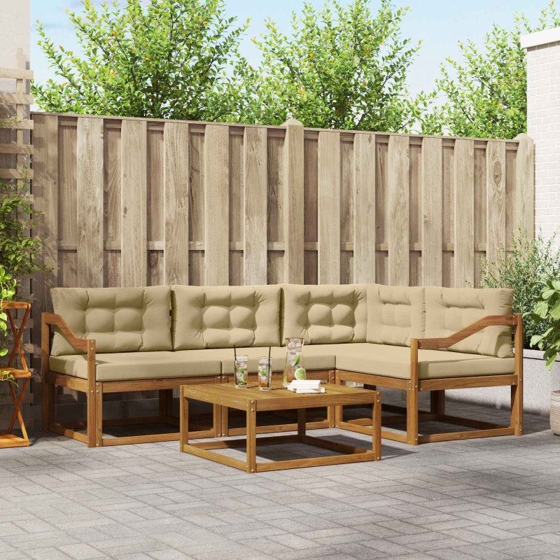 Ensemble de canapés d'extérieur 5 pcs Naturel et Beige 525393525393