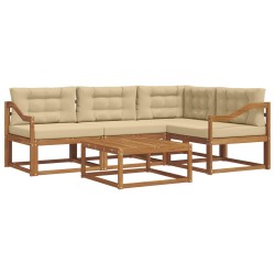 Ensemble de canapés d'extérieur 5 pcs Naturel et Beige 525393525393