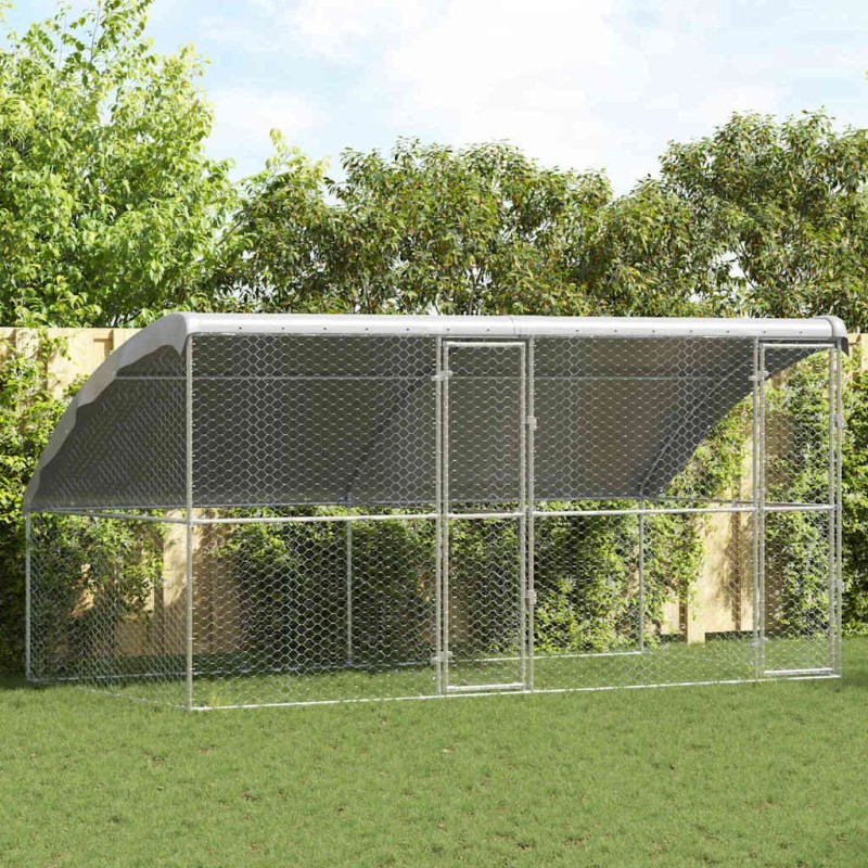 Kennel pour Chiens 2 pcs Argenté 4 x 2 x 2 m Acier galvanisé 525396525396