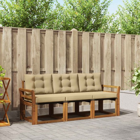 Ensemble de canapés d'extérieur 3 pcs Naturel et Beige 525397525397