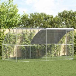 Cage à poules 2 pcs Argenté 400 x 200 x 200 cm Acier et PE 525402525402