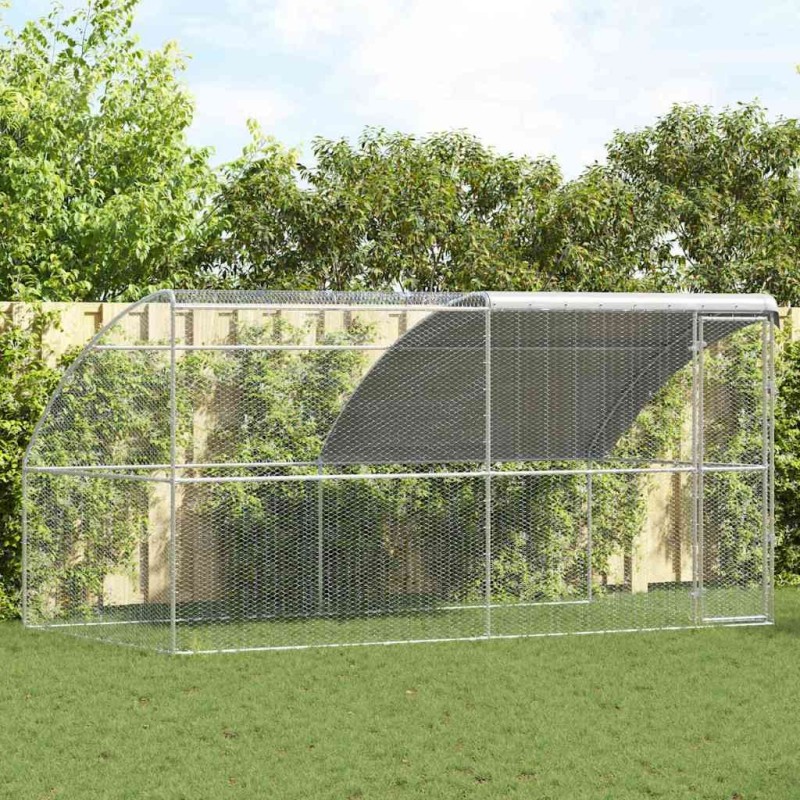 Cage à poules 2 pcs Argenté 400 x 200 x 200 cm Acier et PE 525402525402