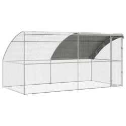 Cage à poules 2 pcs Argenté 400 x 200 x 200 cm Acier et PE 525402525402